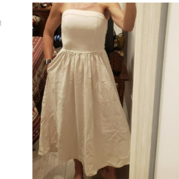 YFB Young Fabulous & Broke Strapless Fit and Flare Midi Dress with Pockets Small - Picture 1 of 6